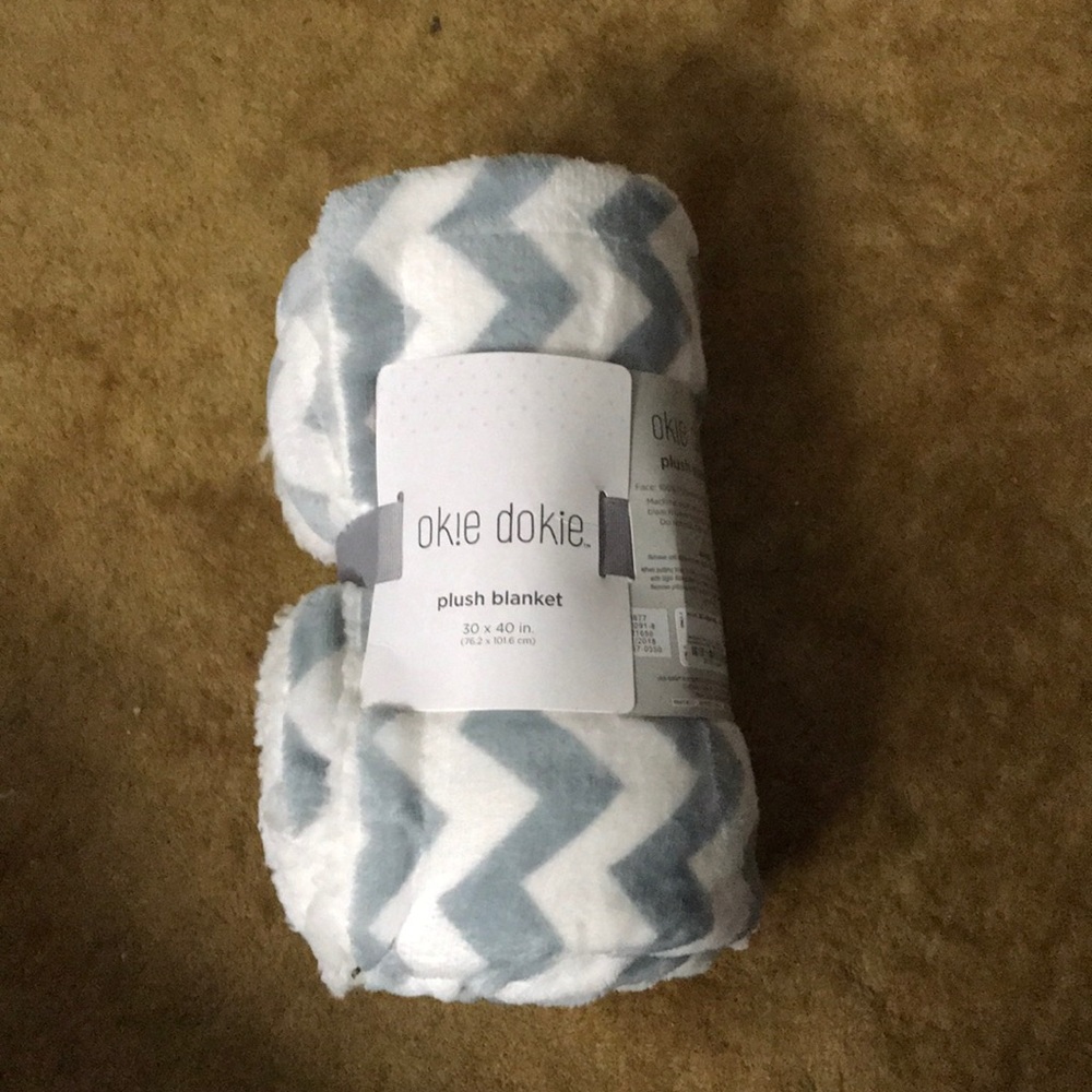 NWT plush baby blanket chevron print